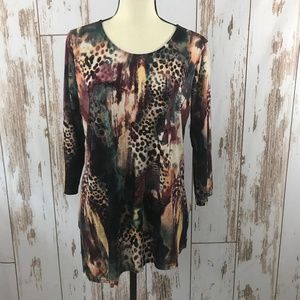 Peck & Peck Abstract Tunic Asymmetrical Hem NWT